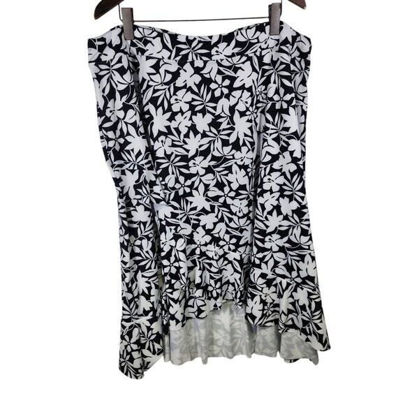 Lands' End Womens‎ Ruffle Hem Midi Cover-up Skirt Black Havana Floral Size 3X - Picture 7 of 9